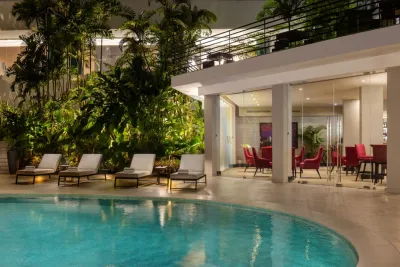 Hotel pool at night